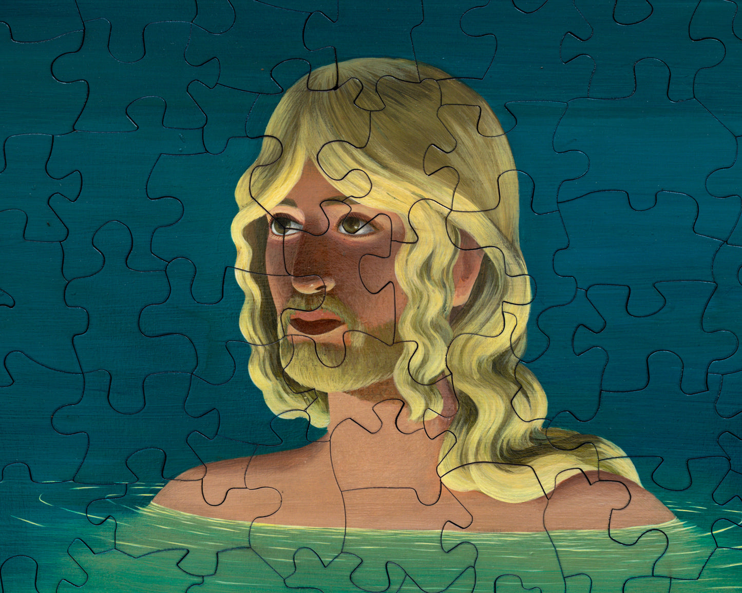 HAND-PAINTED JIGSAW PUZZLE - BATHER #218 - 56" H X 44" W