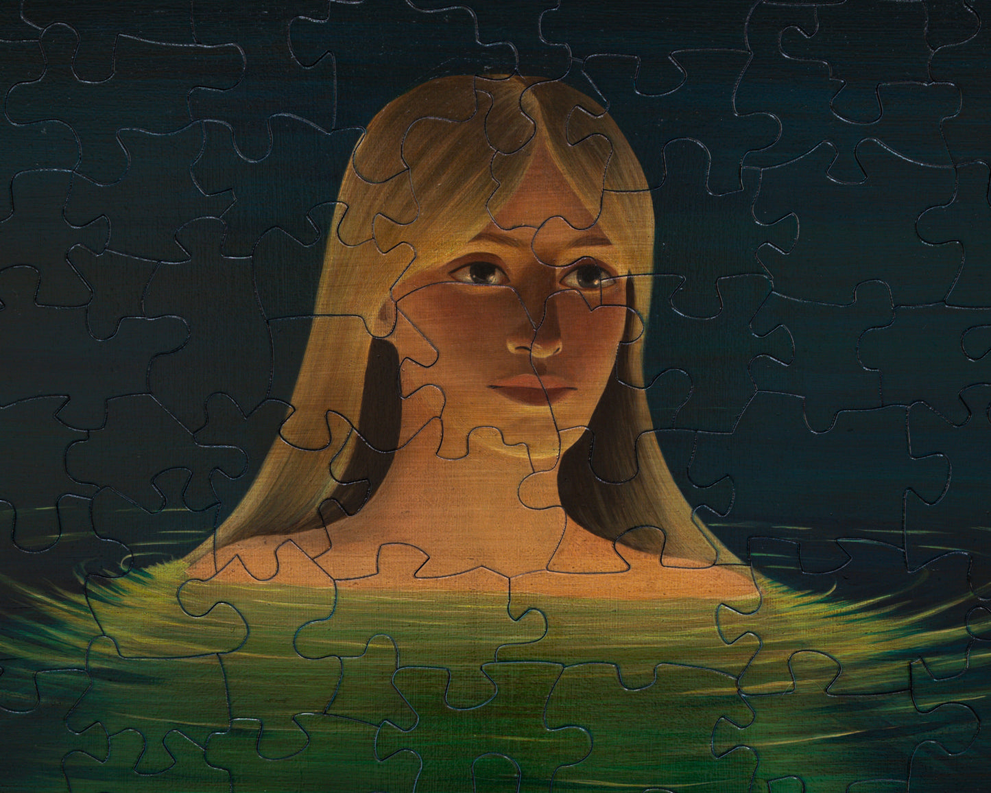 HAND-PAINTED JIGSAW PUZZLE - BATHER #220 - 63" H X 49" W