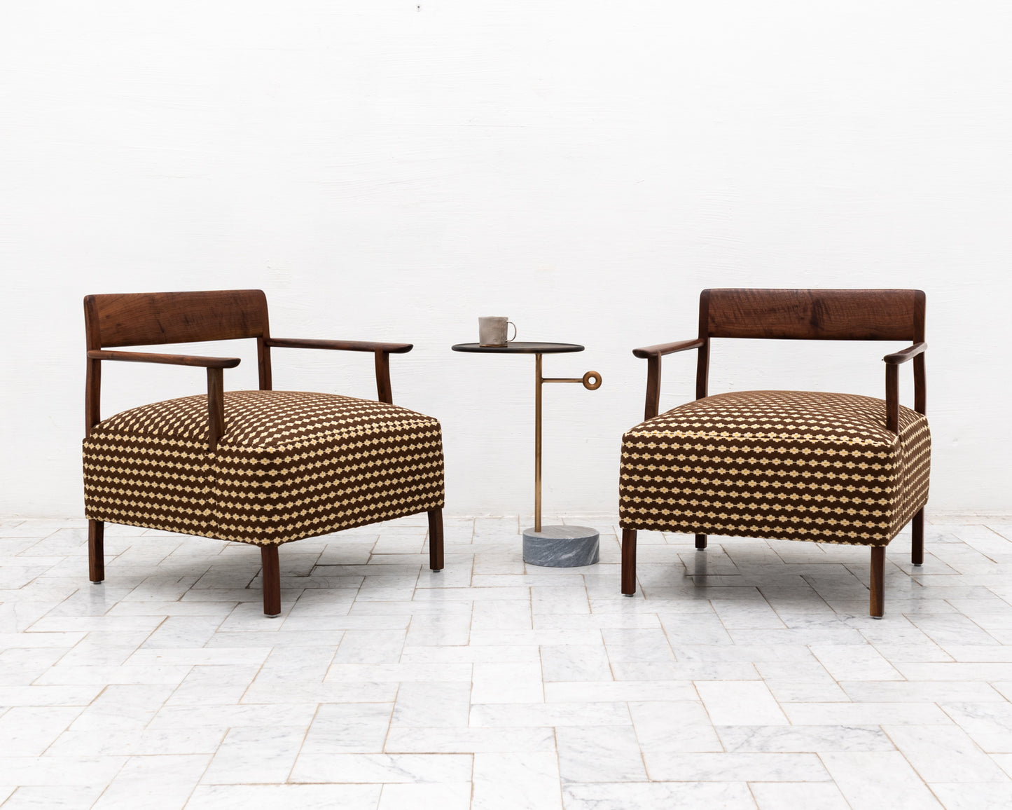 BERIN CLUB CHAIR - DEADSTOCK BDDW FABRIC, CLARO WALNUT