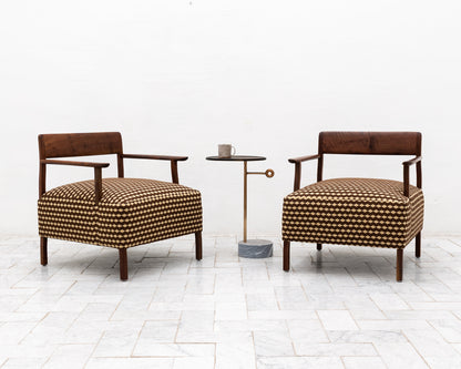 BERIN CLUB CHAIR - DEADSTOCK BDDW FABRIC, CLARO WALNUT