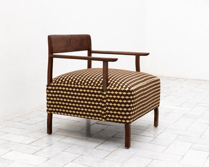 BERIN CLUB CHAIR - DEADSTOCK BDDW FABRIC, CLARO WALNUT