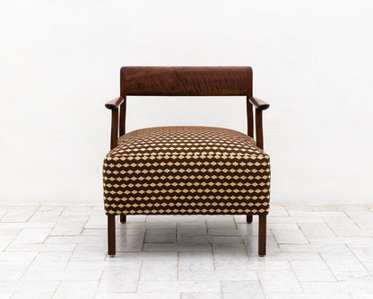 BERIN CLUB CHAIR - DEADSTOCK BDDW FABRIC, CLARO WALNUT