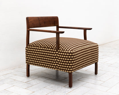 BERIN CLUB CHAIR - DEADSTOCK BDDW FABRIC, CLARO WALNUT