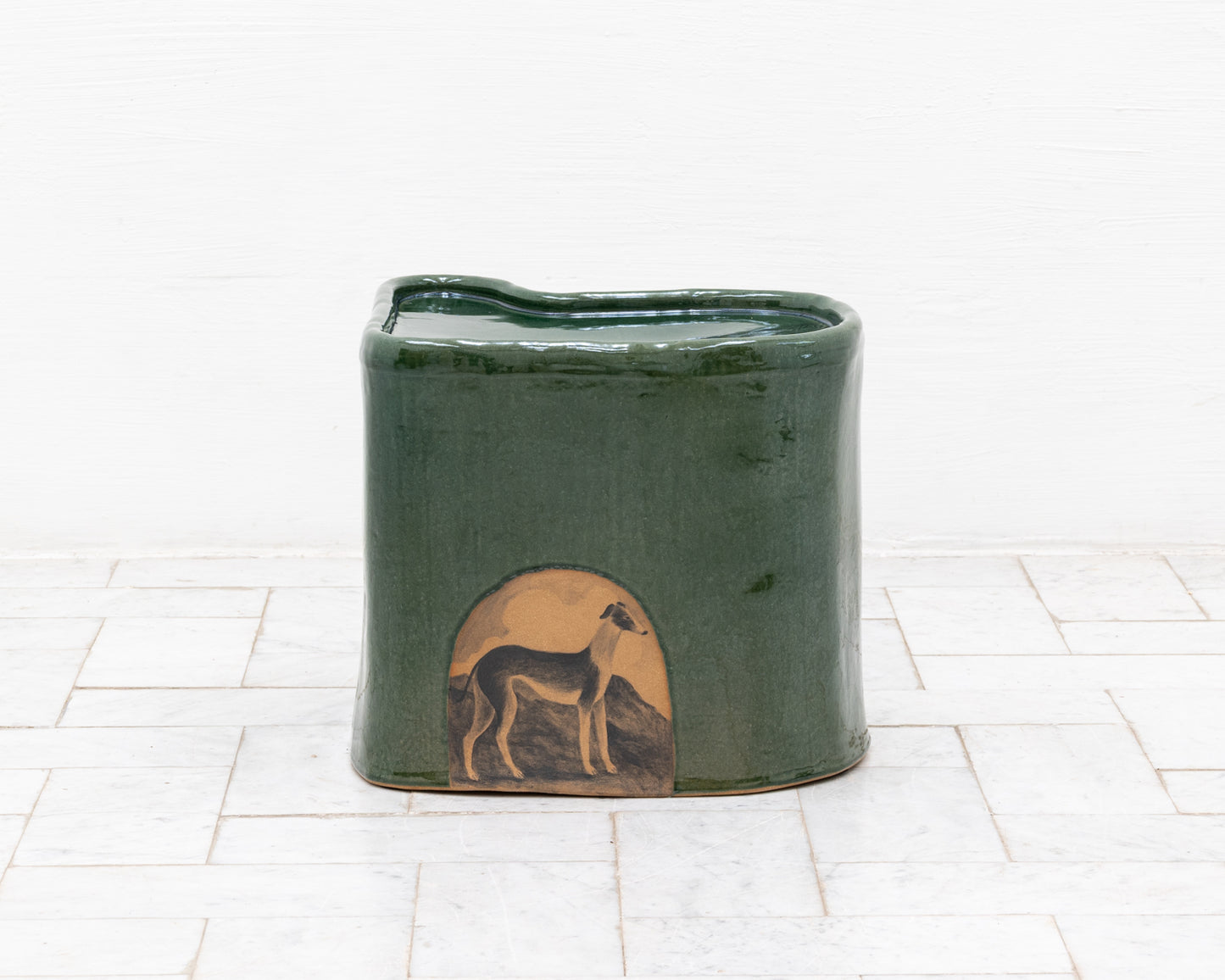 DALE BLONE SIDE TABLE - 15" H, HAND-PAINTED CERAMIC