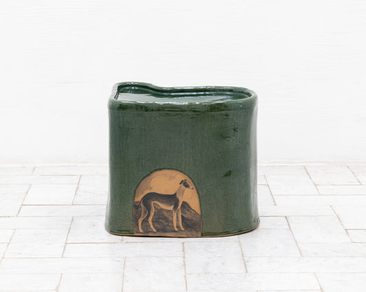 DALE BLONE SIDE TABLE - 15" H, HAND-PAINTED CERAMIC