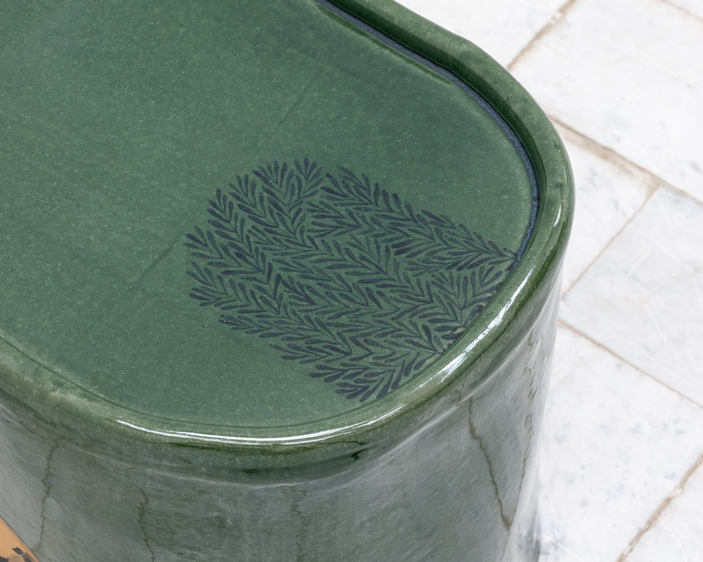 DALE BLONE SIDE TABLE - 15" H, HAND-PAINTED CERAMIC