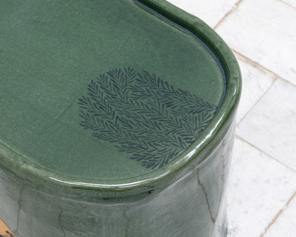 DALE BLONE SIDE TABLE - 15" H, HAND-PAINTED CERAMIC