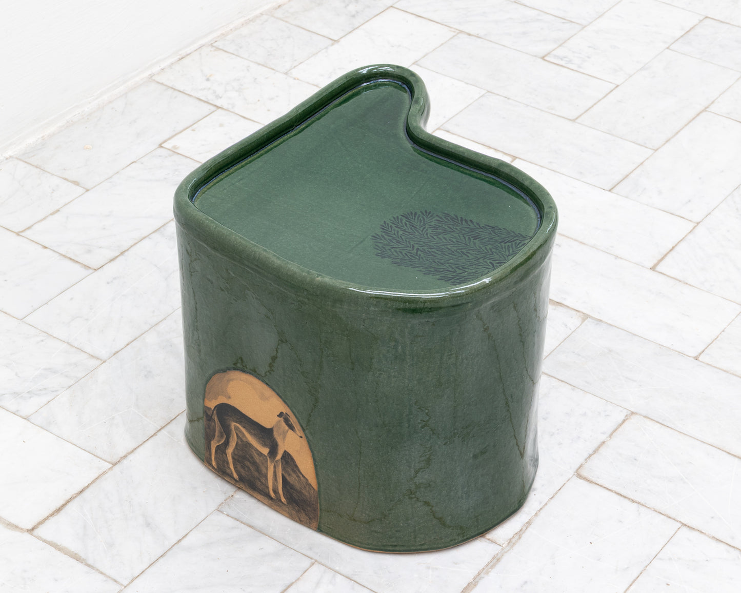 DALE BLONE SIDE TABLE - 15" H, HAND-PAINTED CERAMIC