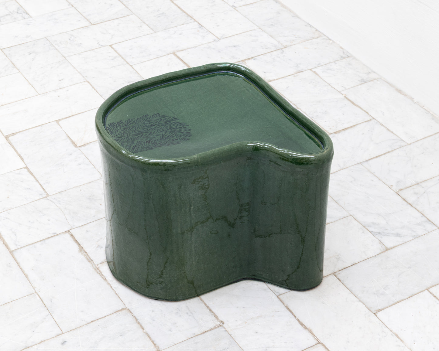 DALE BLONE SIDE TABLE - 15" H, HAND-PAINTED CERAMIC