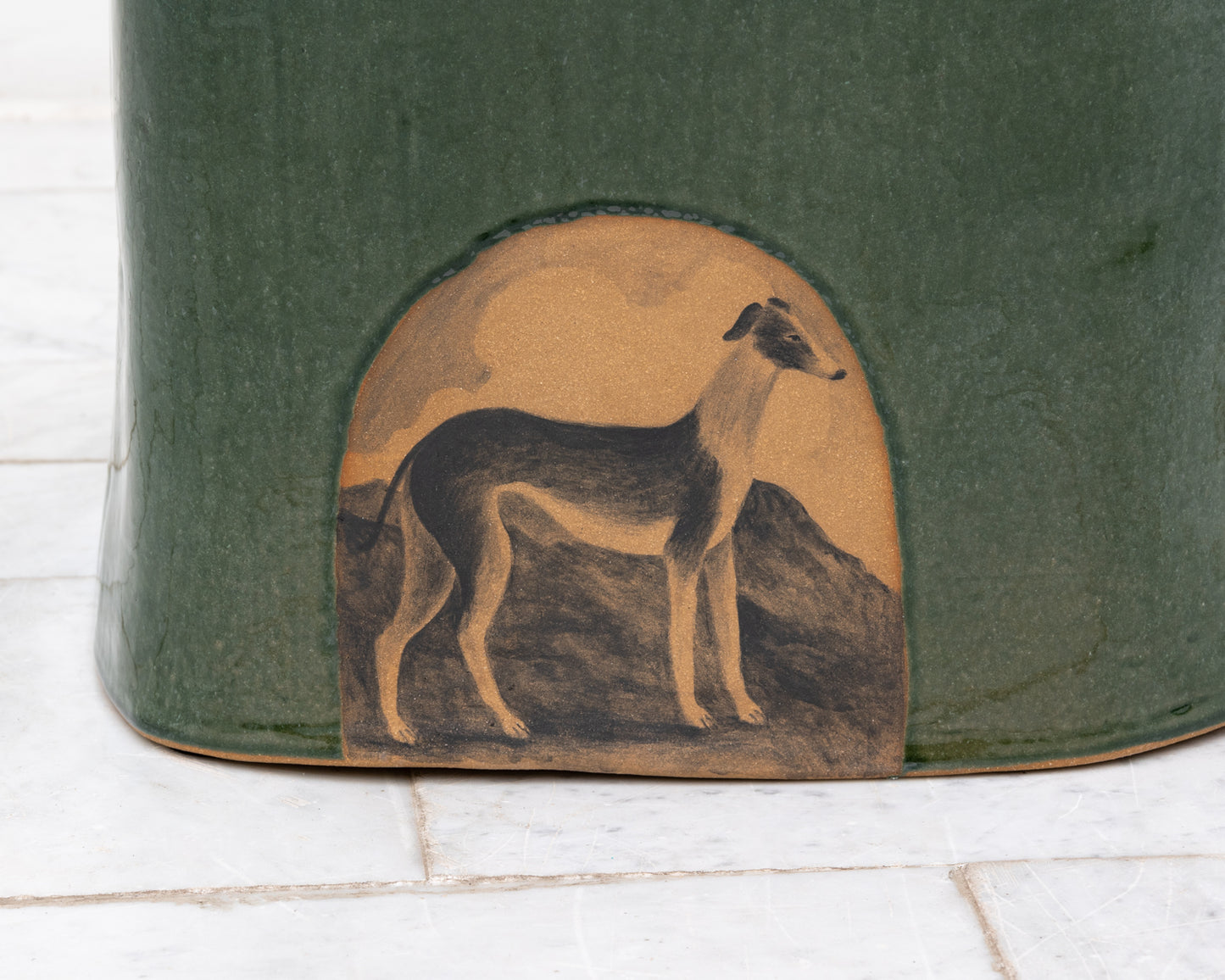 DALE BLONE SIDE TABLE - 15" H, HAND-PAINTED CERAMIC