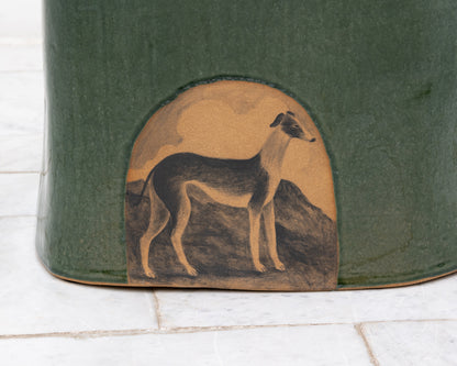 DALE BLONE SIDE TABLE - 15" H, HAND-PAINTED CERAMIC