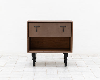CAPTAIN'S SIDE TABLE - 25" L, BEAR LEATHER, BLACKENED BRONZE HARDWARE