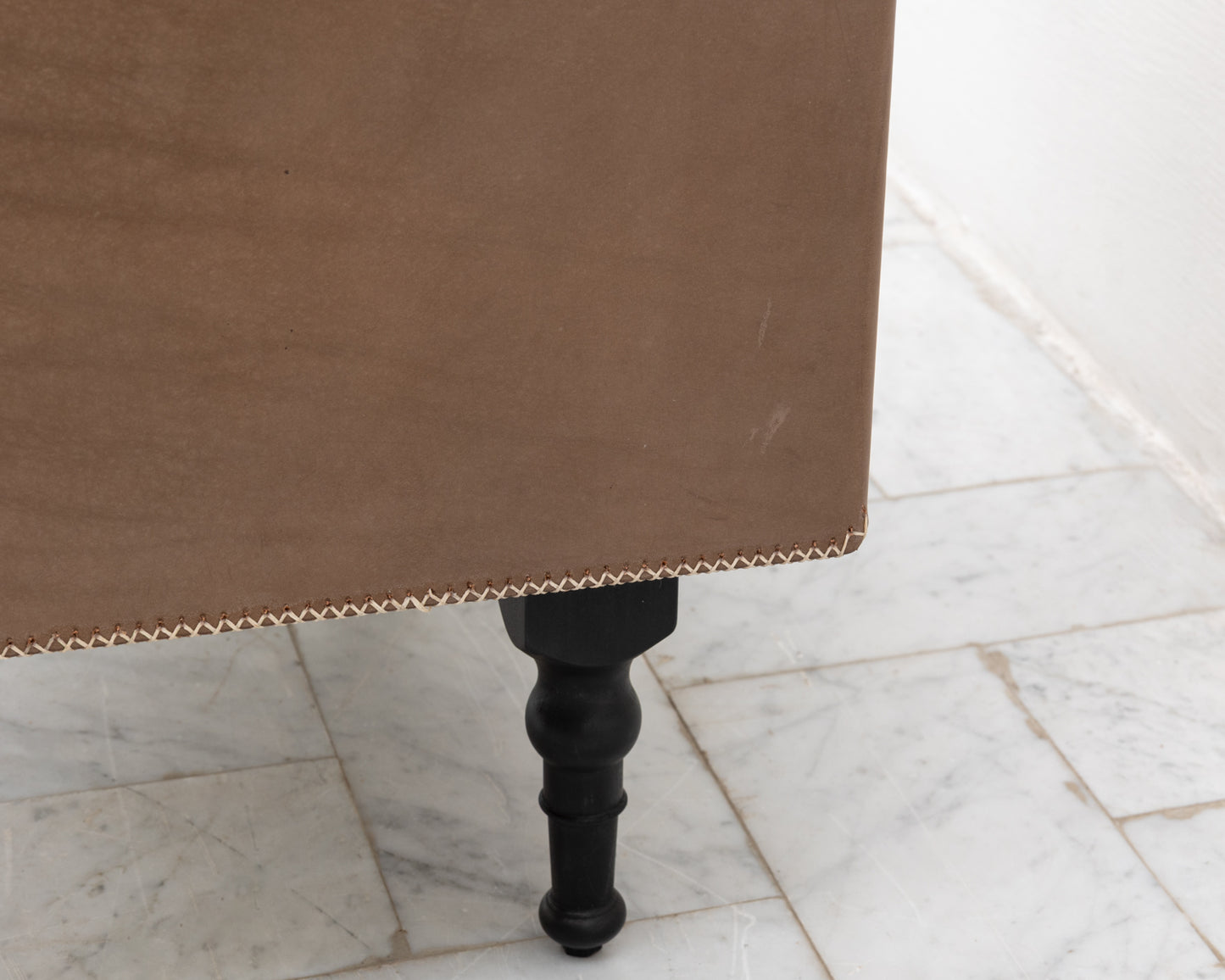 CAPTAIN'S SIDE TABLE - 25" L, BEAR LEATHER, BLACKENED BRONZE HARDWARE