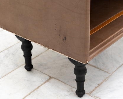 CAPTAIN'S SIDE TABLE - 25" L, BEAR LEATHER, BLACKENED BRONZE HARDWARE