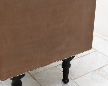 CAPTAIN'S SIDE TABLE - 25" L, BEAR LEATHER, BLACKENED BRONZE HARDWARE