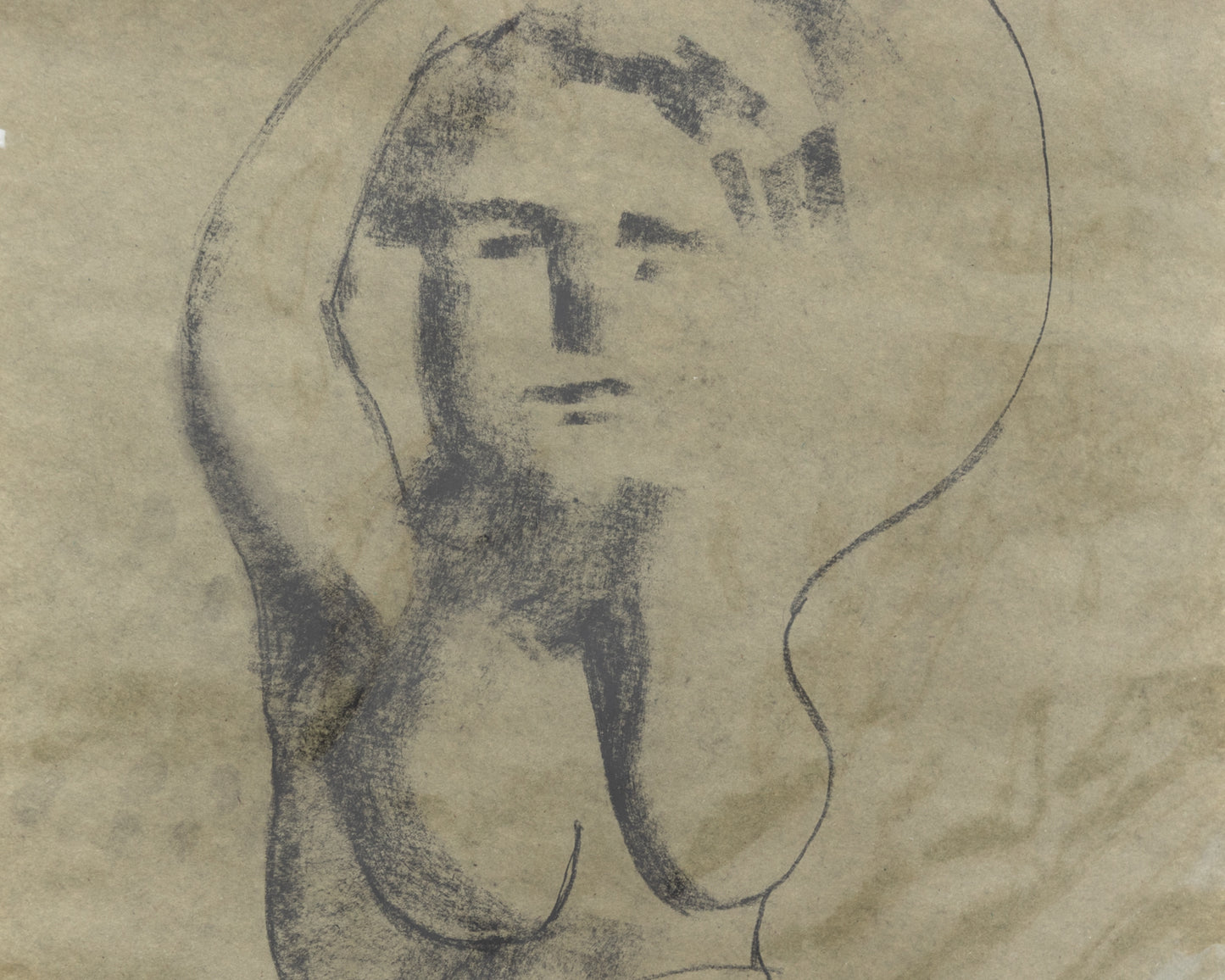 BDDW FINE ART DEPT CHARCOAL SKETCH - 19" H X 13.5" W