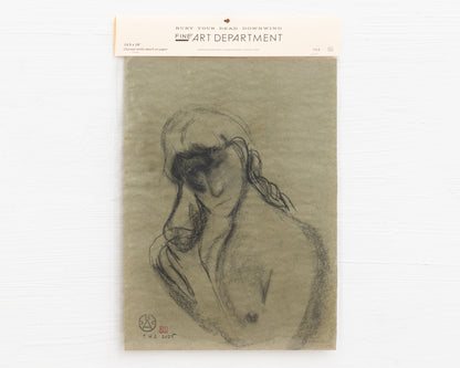 BDDW FINE ART DEPT CHARCOAL SKETCH - 19" H X 13.5" W