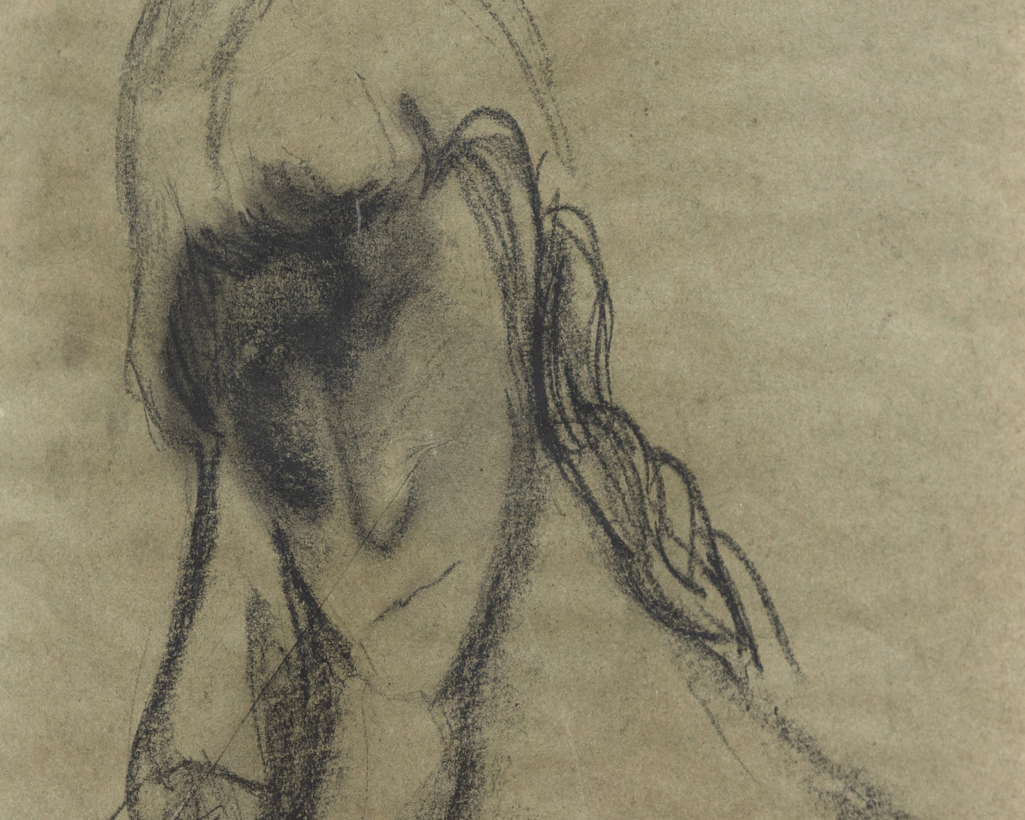 BDDW FINE ART DEPT CHARCOAL SKETCH - 19" H X 13.5" W