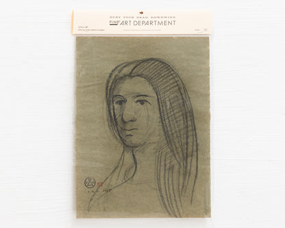 BDDW FINE ART DEPT CHARCOAL SKETCH - 19" H X 13.5" W