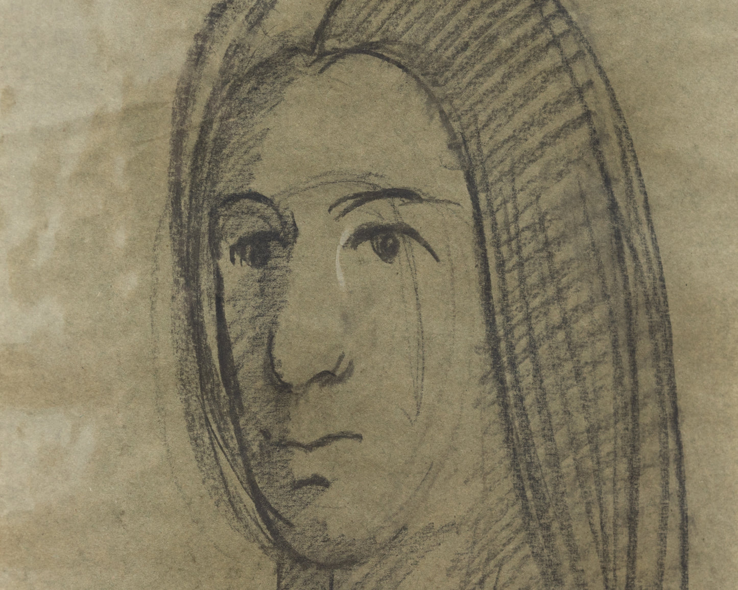 BDDW FINE ART DEPT CHARCOAL SKETCH - 19" H X 13.5" W