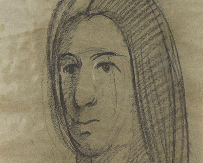 BDDW FINE ART DEPT CHARCOAL SKETCH - 19" H X 13.5" W