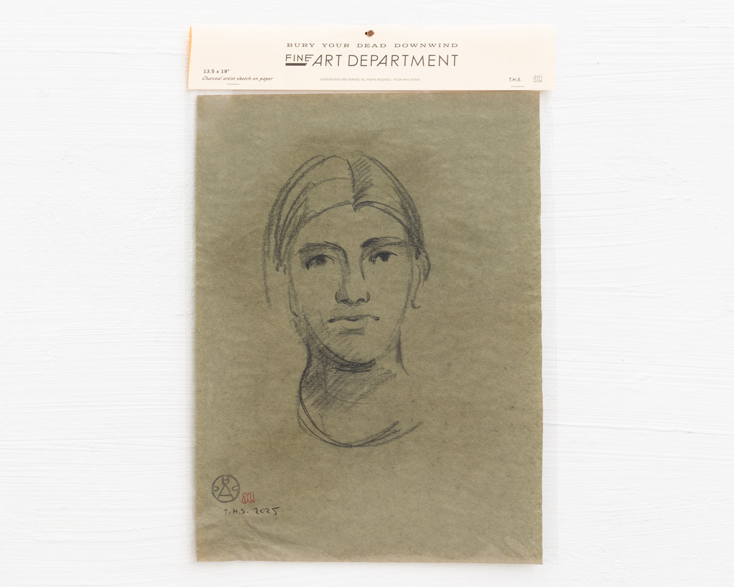 BDDW FINE ART DEPT CHARCOAL SKETCH - 19" H X 13.5" W