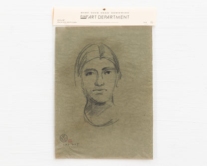 BDDW FINE ART DEPT CHARCOAL SKETCH - 19" H X 13.5" W