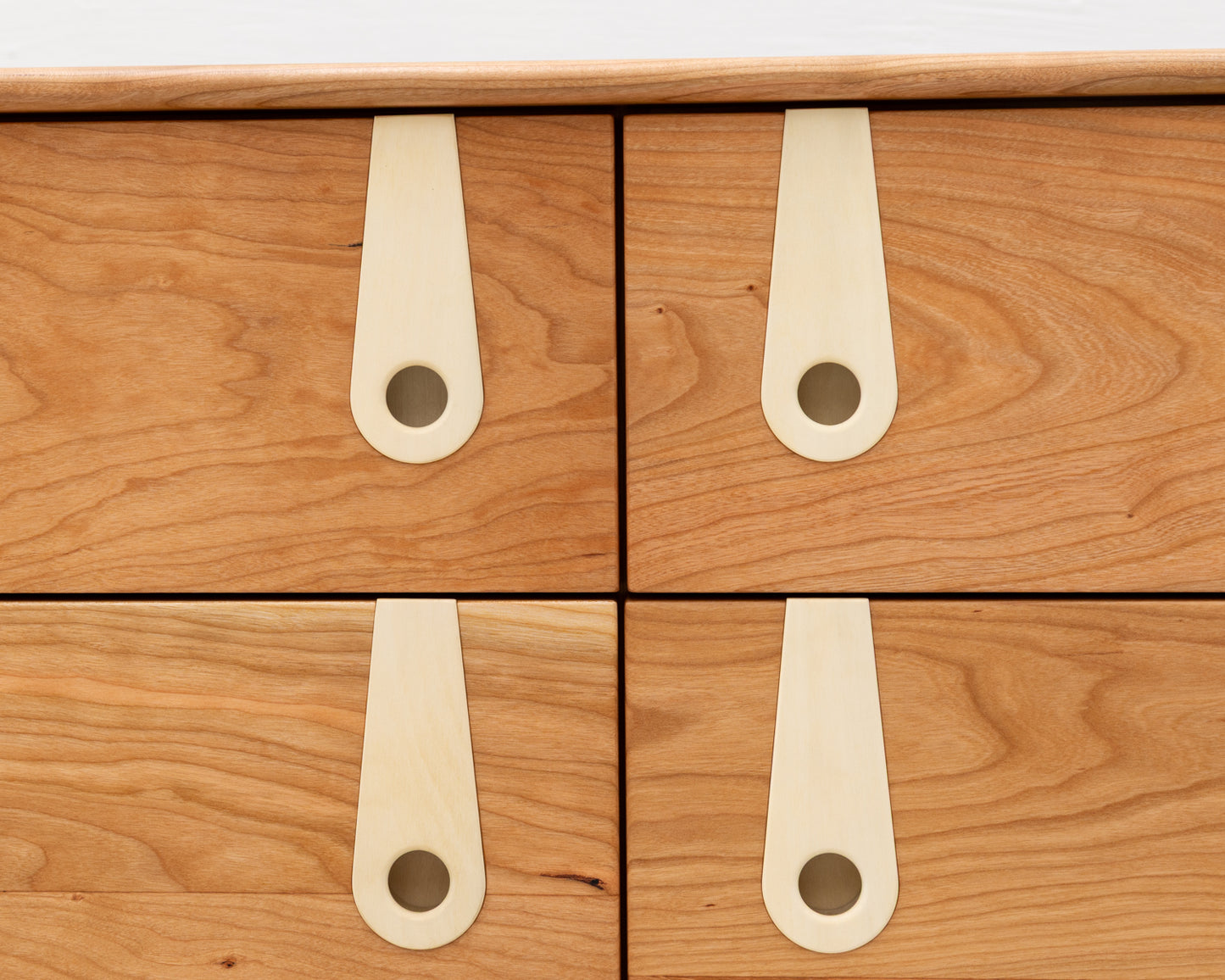 CAYESS DRESSER - 61" L, CHERRY EXTERIOR AND FACES, BLEACHED MAPLE PULLS