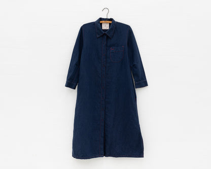 M. CROW BUTTONED SHIRT DRESS IN NAVY - WOMENS SIZE MEDIUM
