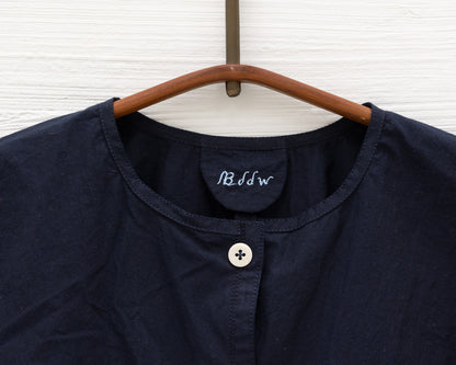 FULL BUTTON BELL SLEEVE DRESS IN NAVY