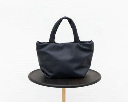 MINI LEATHER TOTE IN NAVY