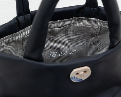 MINI LEATHER TOTE IN NAVY