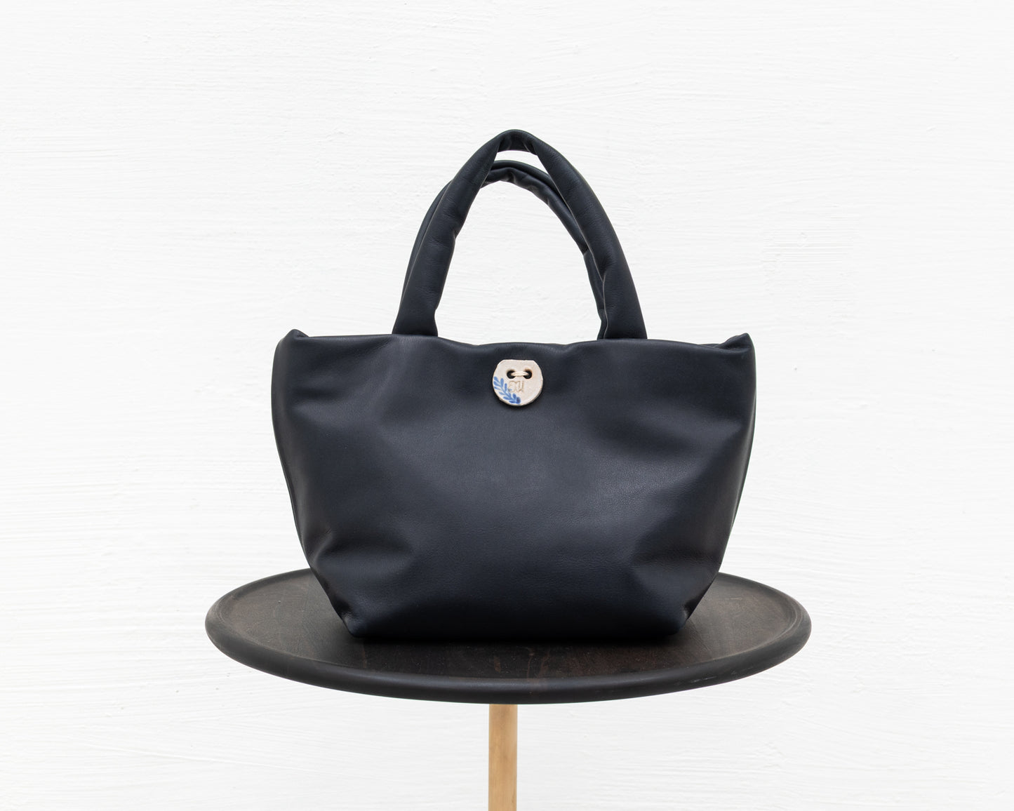 MINI LEATHER TOTE IN NAVY