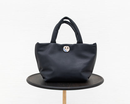 MINI LEATHER TOTE IN NAVY