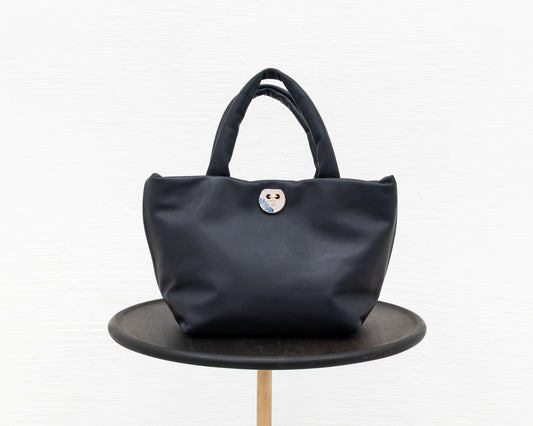 MINI LEATHER TOTE IN NAVY