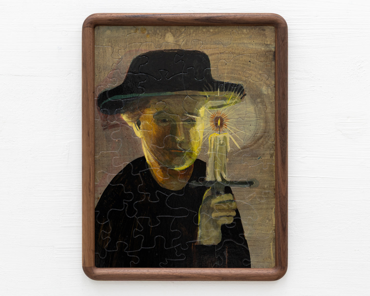 HAND-PAINTED JIGSAW PUZZLE - #1921, "CANDLELIGHT" - 26" H X 20" W