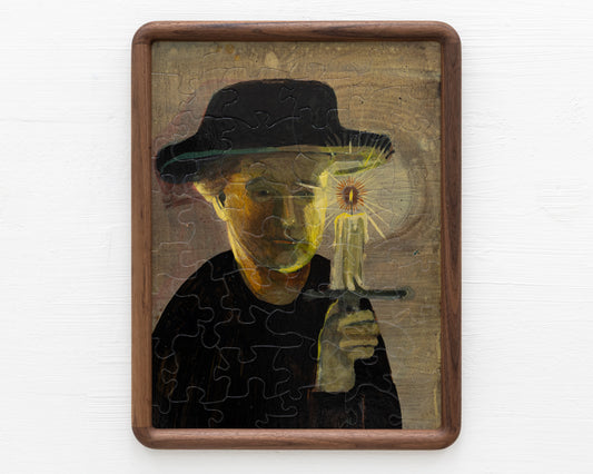 HAND-PAINTED JIGSAW PUZZLE - #1921, "CANDLELIGHT" - 26" H X 20" W