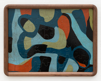 HAND-PAINTED JIGSAW PUZZLE - #1942, "ABSTRACT - ORGAN MUSIC" - 20" H X 26" W