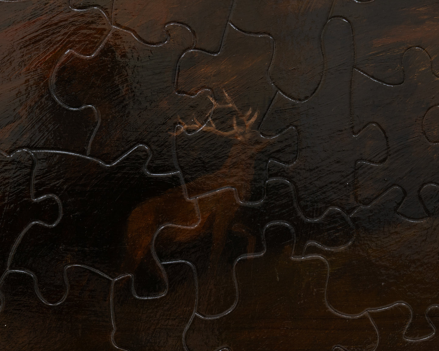 HAND-PAINTED JIGSAW PUZZLE - #1944, "OPEN HILLS" - 20" H X 26" W