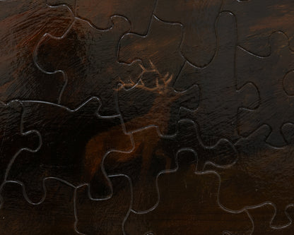 HAND-PAINTED JIGSAW PUZZLE - #1944, "OPEN HILLS" - 20" H X 26" W