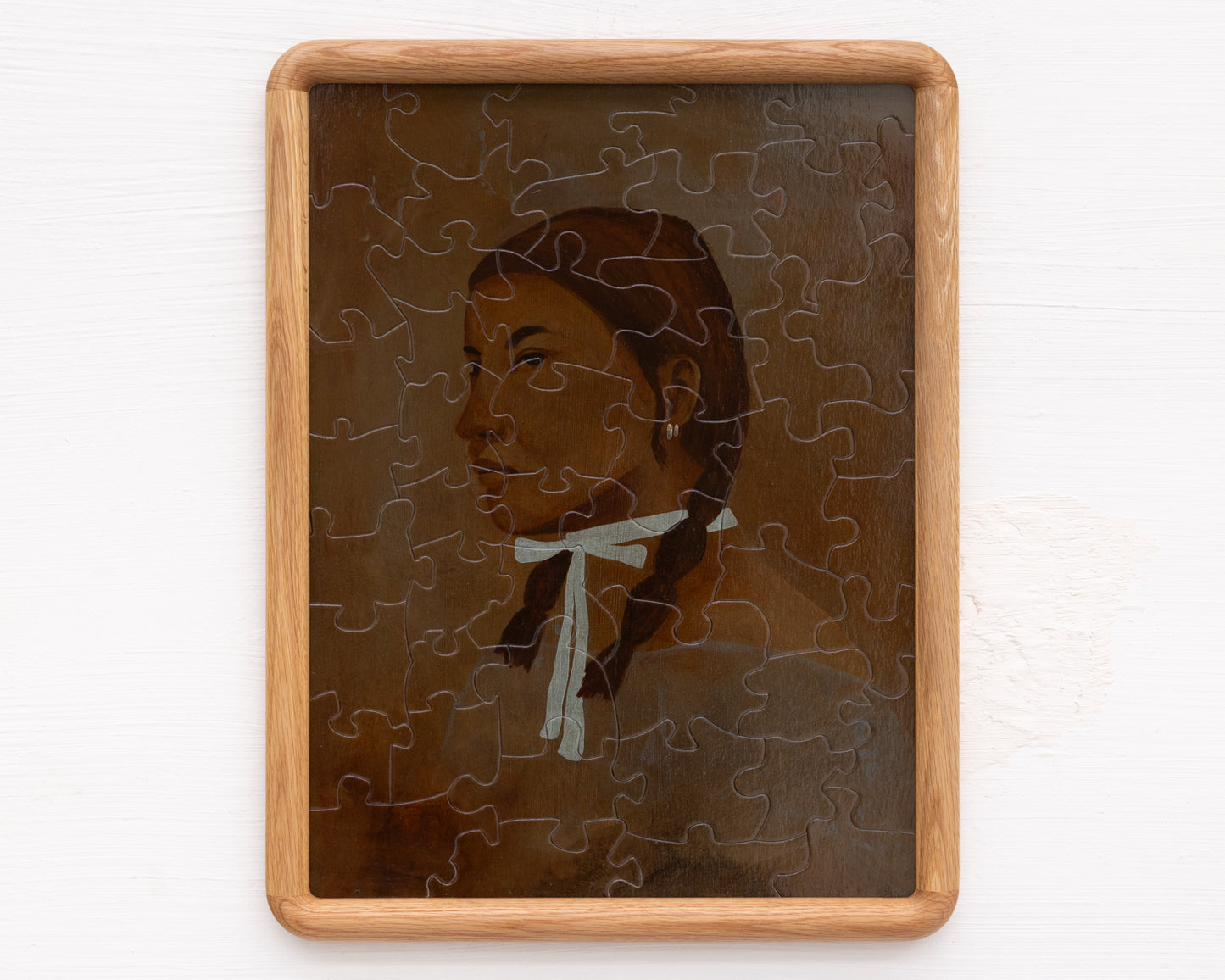 HAND-PAINTED JIGSAW PUZZLE - #1955, "THE RIBBON" - 26" H X 20" W