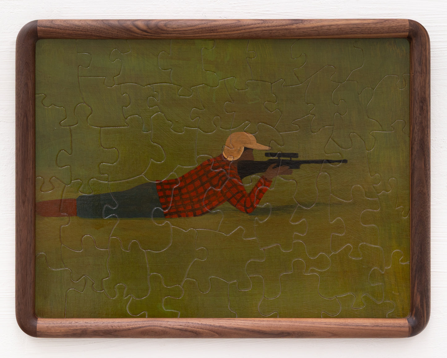 HAND-PAINTED JIGSAW PUZZLE - #1961, "HUNTER" - 20" H X 26" W