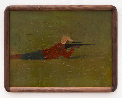 HAND-PAINTED JIGSAW PUZZLE - #1961, "HUNTER" - 20" H X 26" W