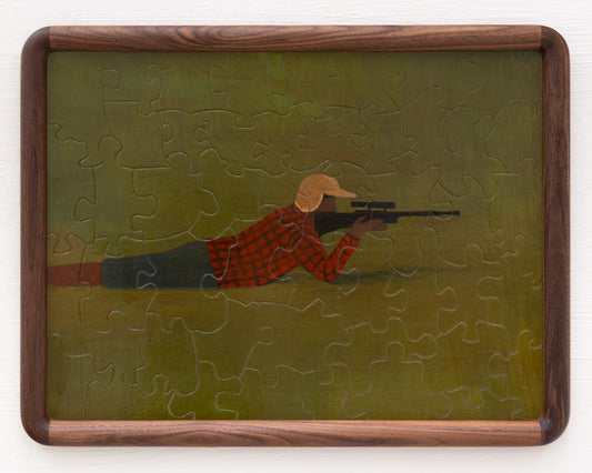 HAND-PAINTED JIGSAW PUZZLE - #1961, "HUNTER" - 20" H X 26" W