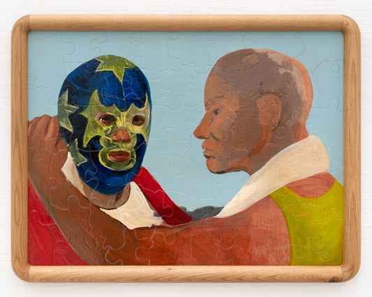 HAND-PAINTED JIGSAW PUZZLE - #1970, "LUCHADOR" - 20" H X 26" W