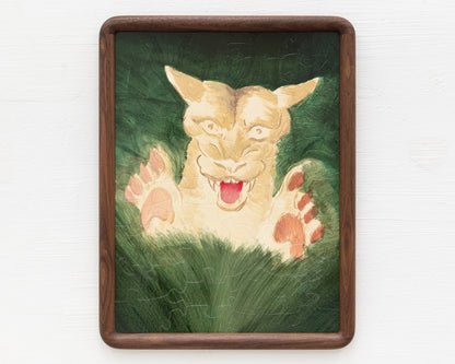 HAND-PAINTED JIGSAW PUZZLE - #1977, "WILDCAT TARGET" - 26" H X 20" W