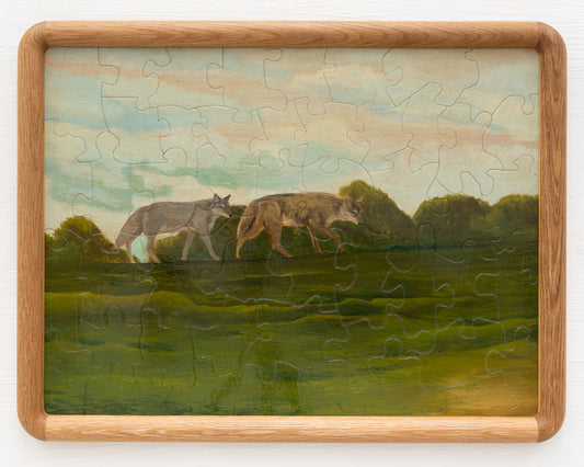 HAND-PAINTED JIGSAW PUZZLE - #1980, "COYOTES" - 20" H X 26" W