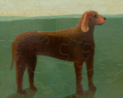 HAND-PAINTED JIGSAW PUZZLE - #1984, "GOOD BOY" - 20" H X 26" W