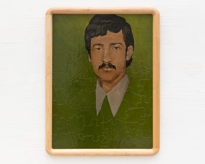HAND-PAINTED JIGSAW PUZZLE - #1990, "STEVE'S DAD" - 26" H X 20" W