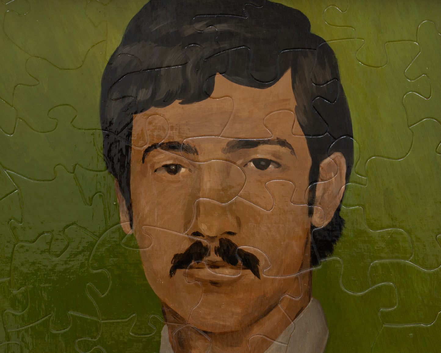 HAND-PAINTED JIGSAW PUZZLE - #1990, "STEVE'S DAD" - 26" H X 20" W